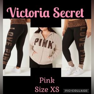 PINK leggings & Everyday fleece zip up hoodie set Sz XS